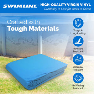 Swimline LI184820 18' Solid Blue Round Above Ground Swimming Pool Overlap Liner