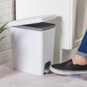 Sterilite 2.7 Gallon Rectangular Step On Trash Bin Wastebasket, White (2 Pack) - TRAPSKI