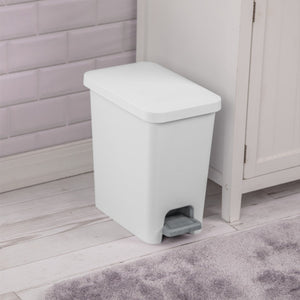 Sterilite 2.7 Gallon Rectangular Step On Trash Bin Wastebasket, White (2 Pack) - TRAPSKI