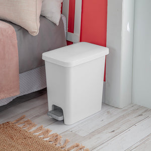 Sterilite 2.7 Gallon Rectangular Step On Trash Bin Wastebasket, White (2 Pack) - TRAPSKI