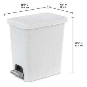 Sterilite 2.7 Gallon Rectangular Step On Trash Bin Wastebasket, White (6 Pack)