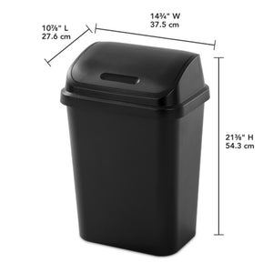 Sterilite 7.8 Gallon SwingTop Kitchen Wastebasket Trash Can, Black (12 Pack)