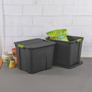 Sterilite 20 Gallon Stackable Plastic Storage Tote Bin with Lid, Gray (6 Pack)