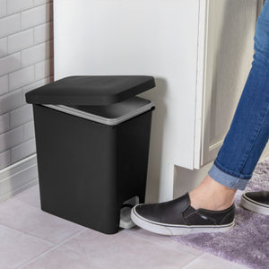 Sterilite 2.7 Gallon Rectangular Step On Trash Bin Wastebasket, Black (8 Pack)