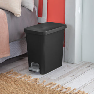 Sterilite 2.7 Gallon Rectangular Step On Trash Bin Wastebasket, Black (8 Pack)