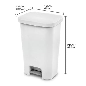 Sterilite 11.9 Gal Rectangle Step On Trash Kitchen Wastebasket, White (8 Pack)