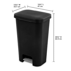 Sterilite 11.9 Gal Rectangle Step On Trash Kitchen Wastebasket, Black (8 Pack)