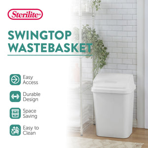 Sterilite 7.8 Gallon SwingTop Kitchen Wastebasket Trash Can, White (12 Pack)