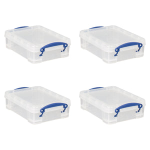 Really Useful Box 1.75L Storage Bin w/Snap Lid & Clip Lock Handle, (4 Pack)