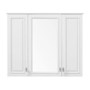 Wall Mounted Mirror Cabinet With 5 Adjustable Shelves, Rectangular Storage For Bathroom - White
