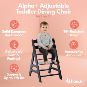 hauck Alpha+ Grow Along Seat, Adjustable Wooden Chair, Beechwood, Black Finish - TRAPSKI
