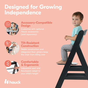 hauck Alpha+ Grow Along Seat, Adjustable Wooden Chair, Beechwood, Black Finish - TRAPSKI
