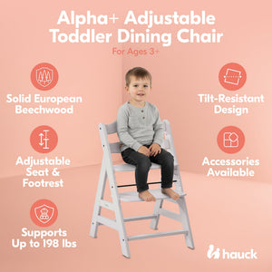 hauck Alpha+ Grow Along Seat, Adjustable Wooden Chair, Beechwood, Creme Finish - TRAPSKI