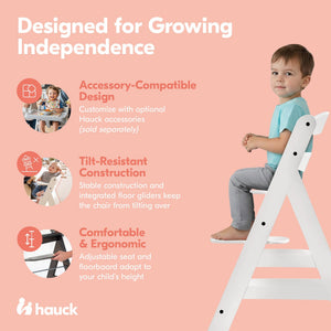 hauck Alpha+ Grow Along Seat, Adjustable Wooden Chair, Beechwood, Creme Finish - TRAPSKI