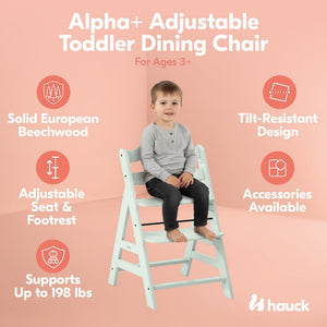 hauck Alpha+ Grow Along Seat, Adjustable Wooden Chair, Beechwood, Mint Finish