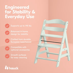 hauck Alpha+ Grow Along Seat, Adjustable Wooden Chair, Beechwood, Mint Finish