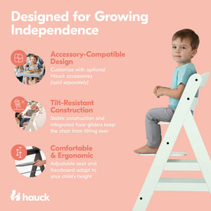 hauck Alpha+ Grow Along Seat, Adjustable Wooden Chair, Beechwood, Mint Finish