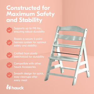 hauck Alpha+ Grow Along Adjustable Wooden Highchair, Beechwood, Mint Finish