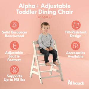 hauck Alpha+ Grow Along Seat, Adjustable Wooden Chair, Beechwood, Vanilla Finish - TRAPSKI
