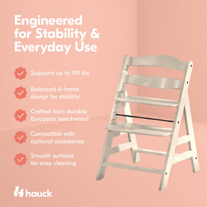 hauck Alpha+ Grow Along Seat, Adjustable Wooden Chair, Beechwood, Vanilla Finish