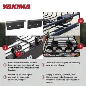 Yakima Light Mounting Brackets Heavy Duty Steel Light Mount for Warrior Baskets