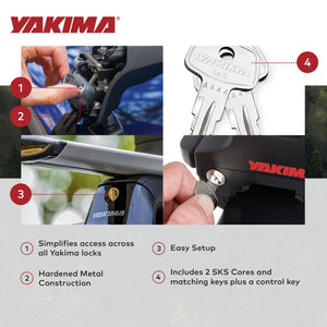 Yakima Car Rack System Component SKS Lock Cylinder Core Kit with Key (2 Pack)