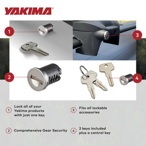 Yakima Car Rack System Component SKS Lock Cylinder Core Kit with Key (6 Pack)