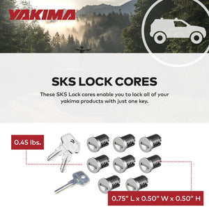 Yakima Car Rack System Component SKS Lock Cylinder Core Kit with Key (8 Pack)