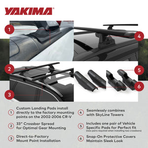 YAKIMA Landing Pad 8, Fixed Point Roof Mounts for 2002-2006 Honda CR-V, Set of 2