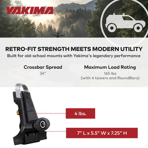 Yakima 1A Raingutter Roof Rack Towers for Vehicles, Compatible w/Yakima Roundbar