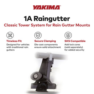 Yakima 1A Raingutter Roof Rack Towers for Vehicles, Compatible w/Yakima Roundbar