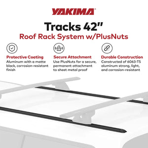 Yakima Tracks 42 in. Roof Rack System w/PlusNuts, Compatible w/StreamLine Towers