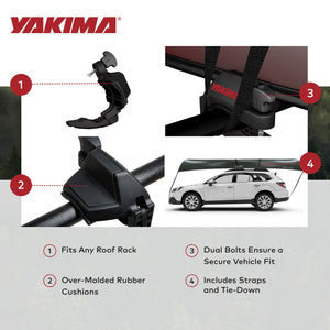 Yakima KeelOver Rooftop Single Canoe Mount Strap & Bow Secure Vehicle Attachment