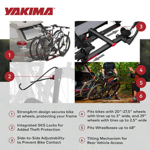 Yakima HoldUp 2 Bike Capacity 1.25" Hitch Bicycle Bike Rack w/SKS Locks, Black