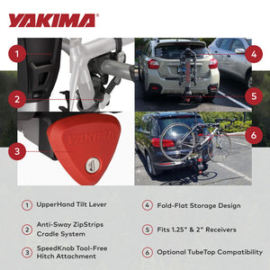 Yakima RidgeBack Tilt Away Hitch Bike Rack Holds 2 Bikes for Cars, SUVs, Trucks