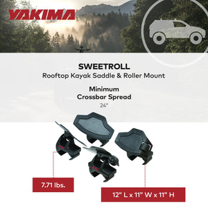 Yakima SweetRoll Rooftop Boat Loader w/Heavy Duty Straps & Bow & Stern Tie Downs