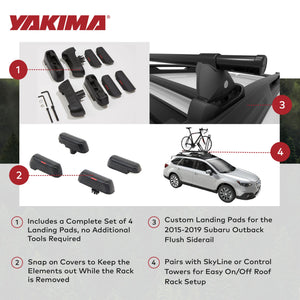YAKIMA Landing Pad 15, Fixed Point Mounts for 2015-2019 Subaru Outback, Black