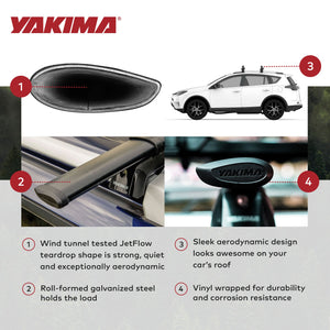 YAKIMA 60 Inch Steel CoreBar Aerodynamic Roof Rack Crossbars, Black, Set of 2
