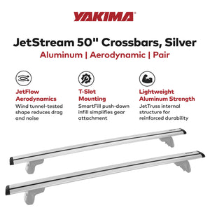 Yakima 50 Inch Pair JetStreamRoof Rack Crossbars, Compatible w/StreamLine Towers