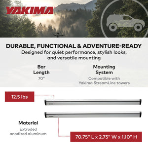 Yakima 70" Pair JetStreamRoof Rack Crossbars, Compatible with StreamLine Towers