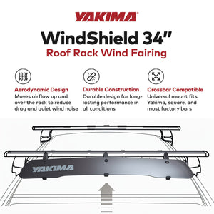 Yakima WindShield 34 Inch Roof Rack Wind Fairing, Compatible w/StreamLine Towers