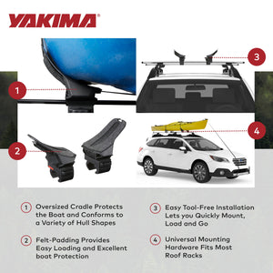 Yakima Premium DeckHand Vehicle Roof Rack Saddle Mount for Kayak or Small Boat