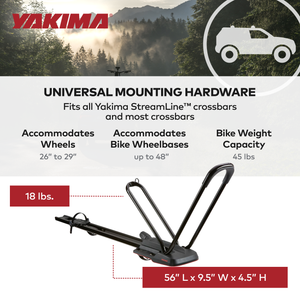Yakima HighRoad Rooftop Upright Bike Mount, Compatible w/StreamLine Systems