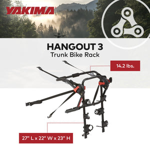 Yakima HangOut Car Trunk Compact Foldable 3 Bicycle Mount Rack Carrier, Black