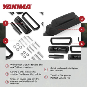 YAKIMA Low Profile Landing Pad 22 for Fixed Point Tower Installation, Set of 4