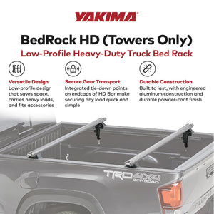 YAKIMA BedRock HD Low Profile Truck Bed Rack Towers for HD Bar Crossbar, Black