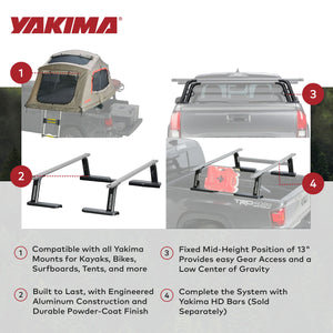 Yakima OutPost HD (Towers Only) Mid Height Heavy Duty Truck Bed Rack, Black