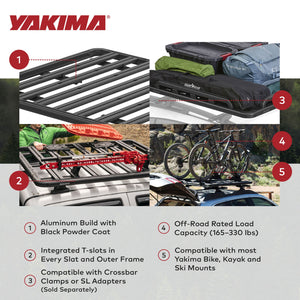 Yakima 76 by 65 Inch LockNLoad 3 Bar System Heavy Duty Roof Rack Platform, Black