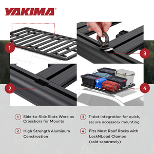 YAKIMA 84 by 49 Inch LockNLoad 3 Bar System Heavy Duty Roof Rack Platform, Black