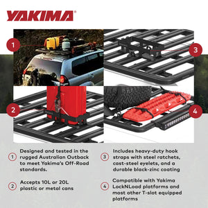 Yakima LockNLoad Platform Plastic Jerry Can Holder for Roof Rack Systems, Black
